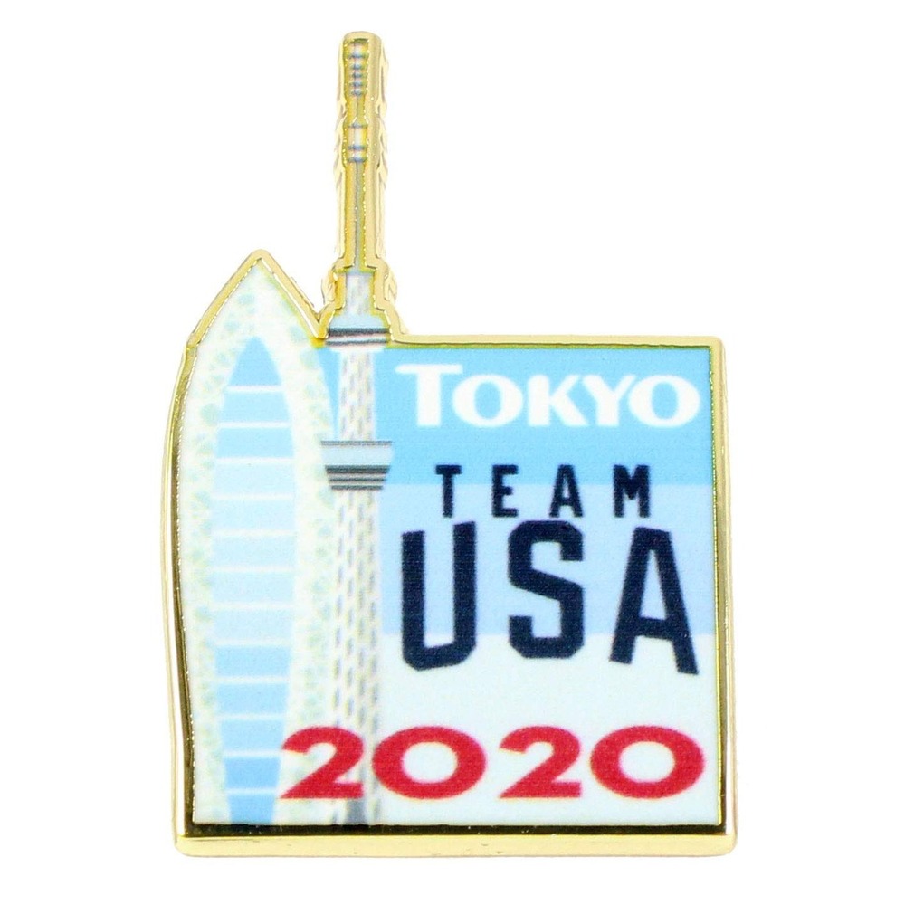 Team USA 2020 Tokyo Olympics Lapel Pin Tokyo Skytree Tower Gold Tone Enamel